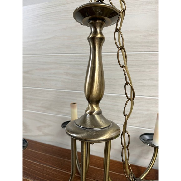 Vintage Contemporary Minimalist Brass Finish 5-arm Chandelier - Picture 6 of 8